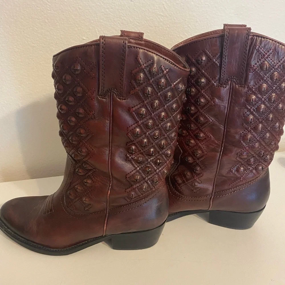 Lucky Brand Madonna Cordovan Leather Western Boots size 7.5